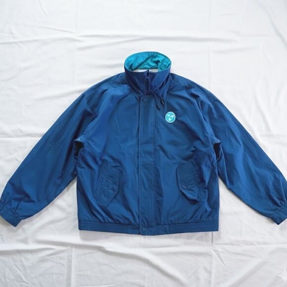 Castaways Vintage Blue Nautical Stripe Windbreaker Jacket Unisex Mens XLarge - Picture 1 of 16